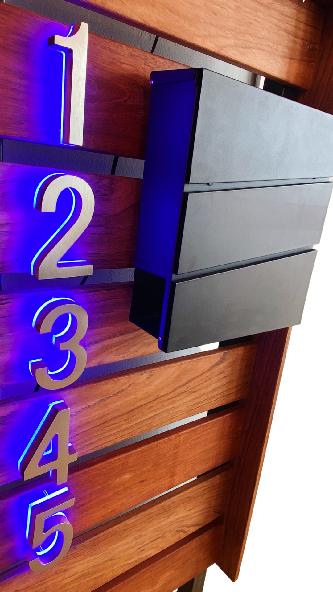 LED Backlit House Numbers Rustic Wooden Mailbox Set