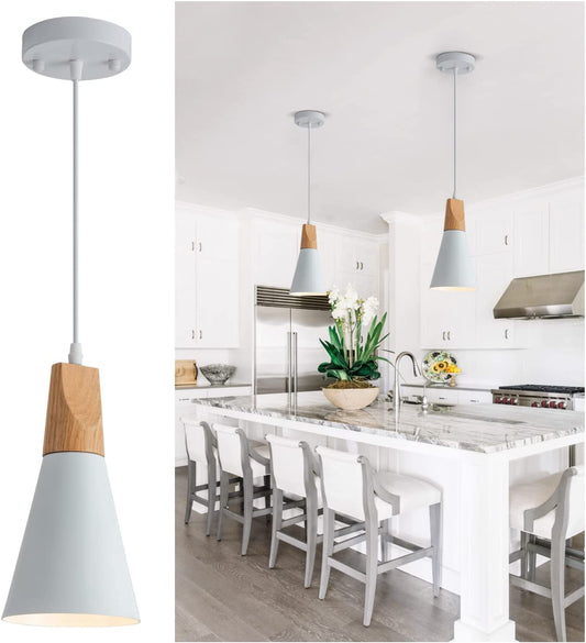 Modern Metal & Wood Pendant Light