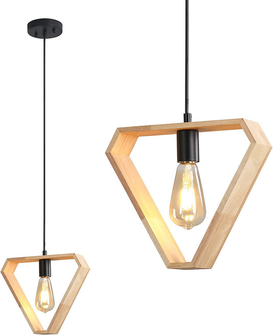 Wooden Triangle Pendant Light