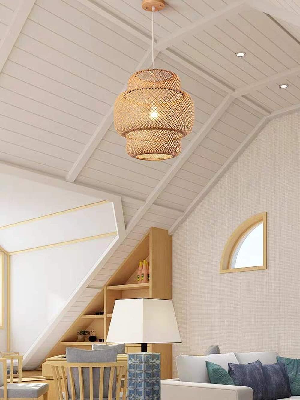 Rattan Woven Dome Shaped Bamboo Pendant Light