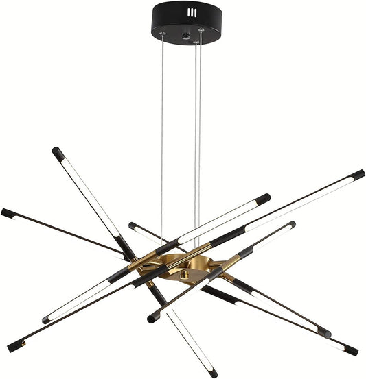 LED Black & Gold 12 Head Modern Sputnik Pendant Light