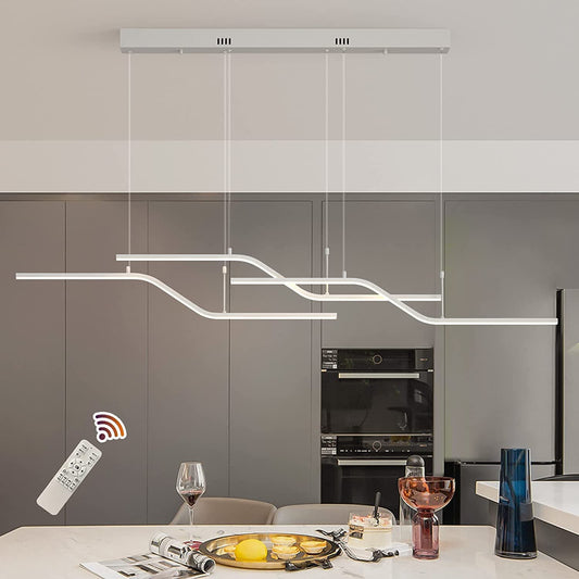 LED Silver Dimmable Linear 3-Light Cluster Pendant Light