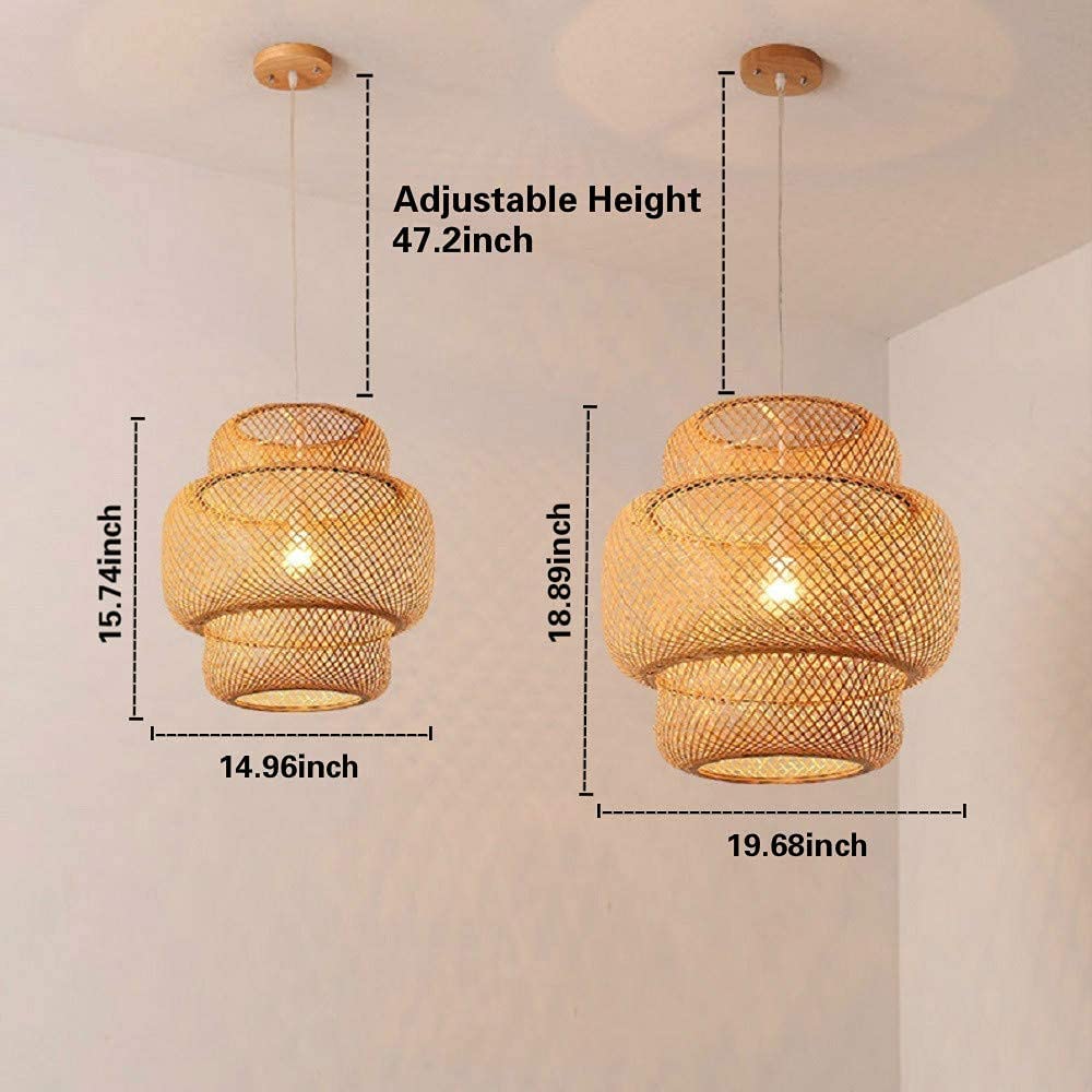 Rattan Woven Dome Shaped Bamboo Pendant Light