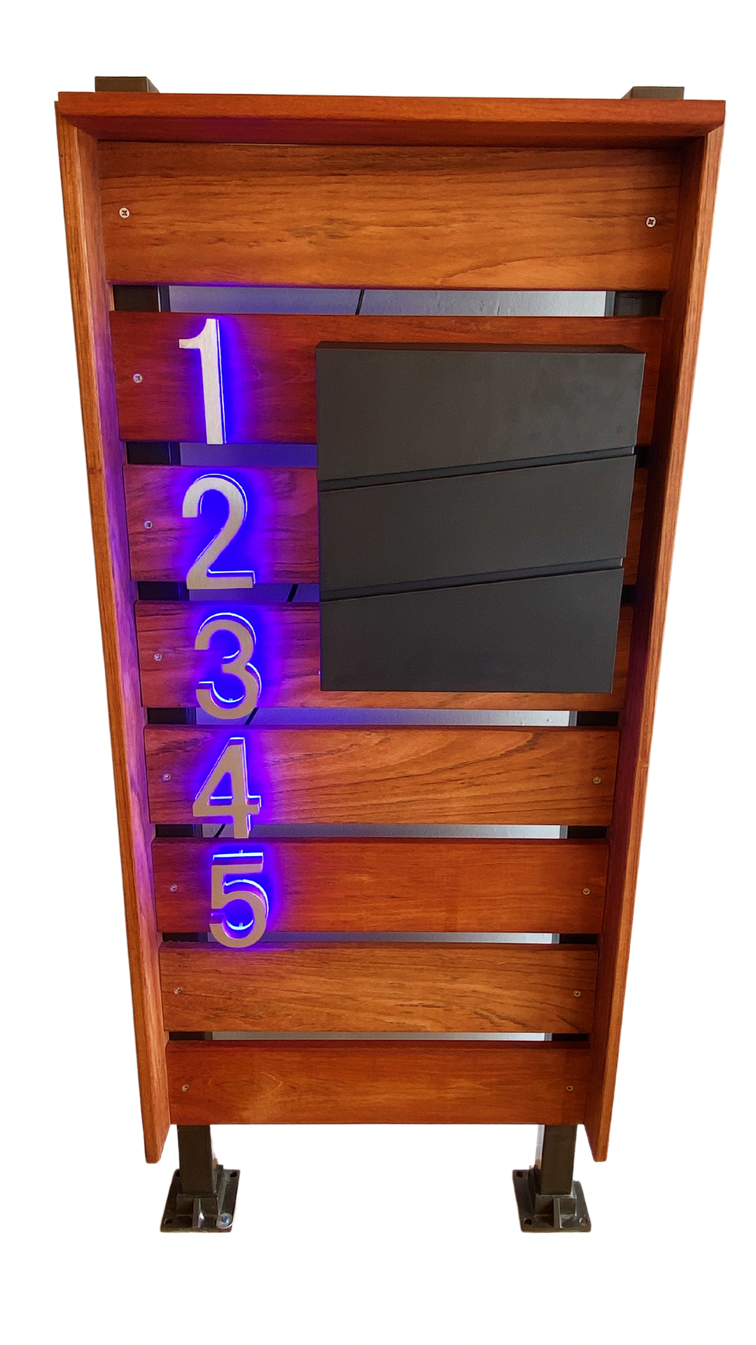 LED Backlit House Numbers Rustic Wooden Mailbox Set