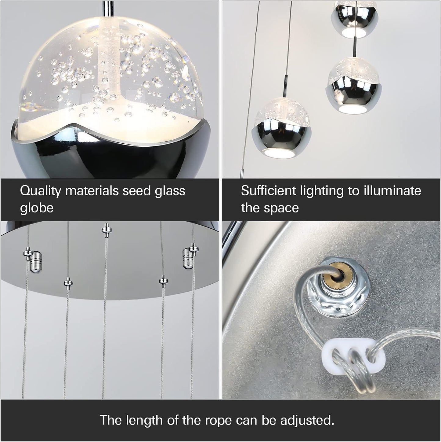 LED Integrated Glass Globe Pendant Light