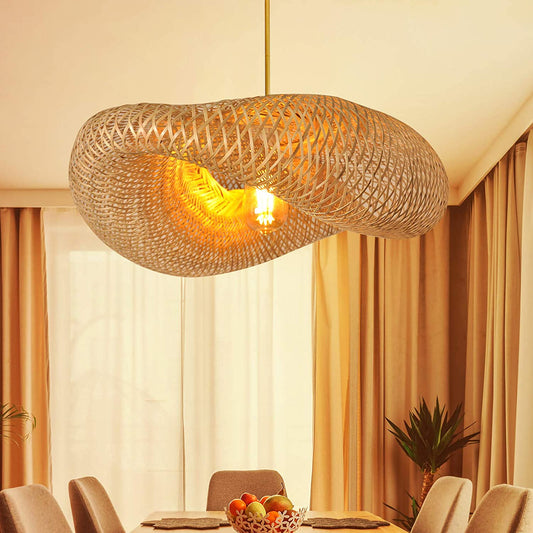 Woven Conch Bamboo Pendant Light