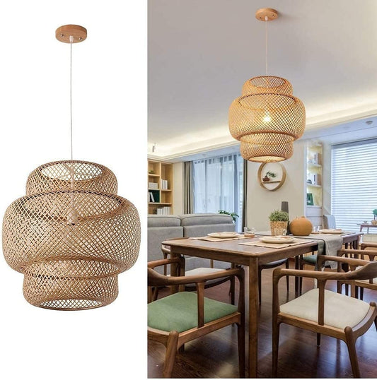 Rattan Woven Dome Shaped Bamboo Pendant Light