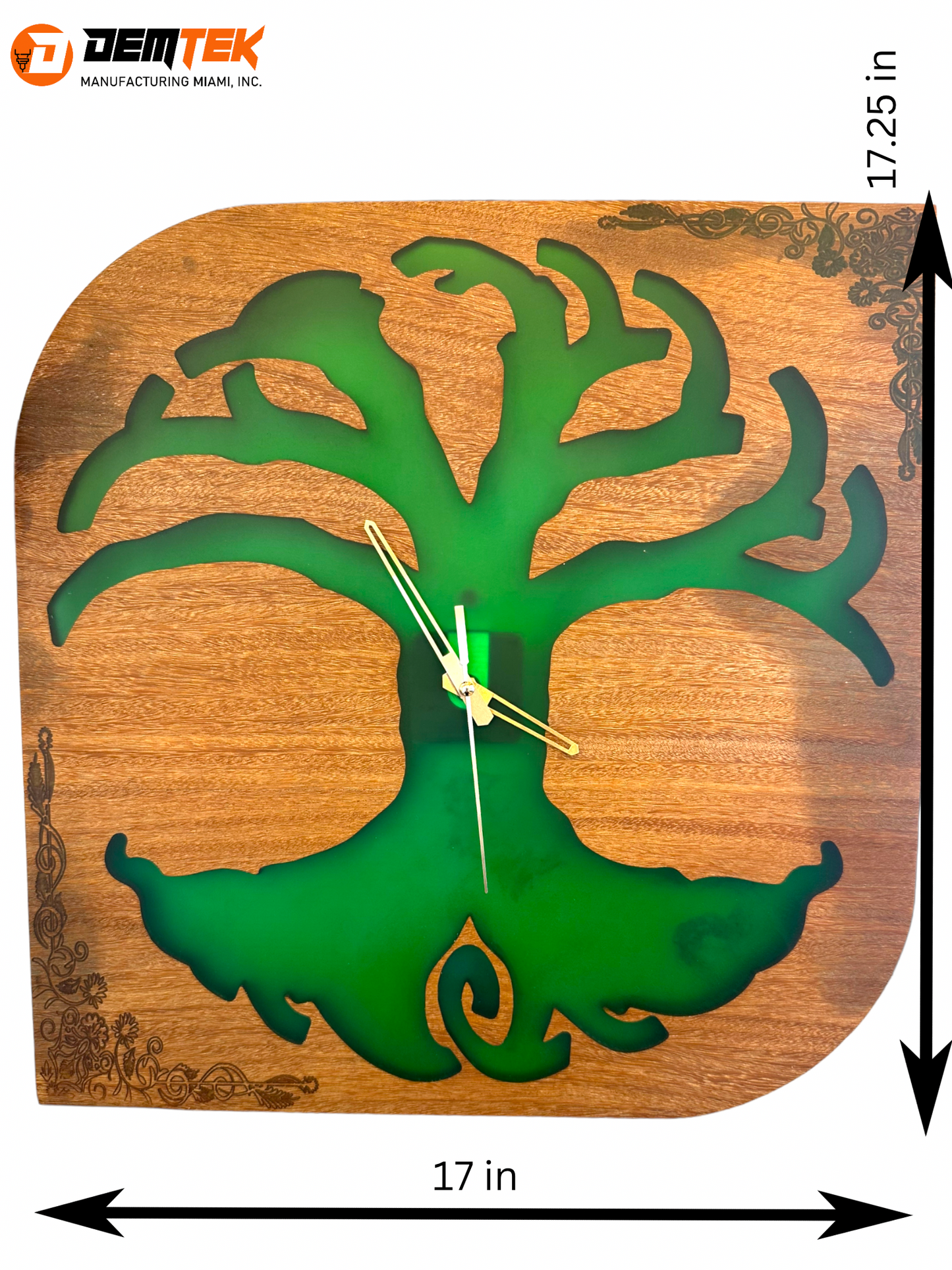 DEMTEK "Green Tree" Wooden Clock