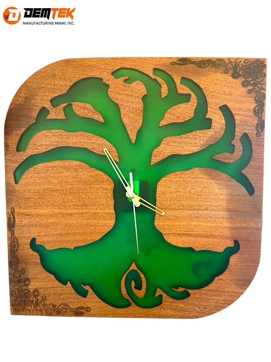 DEMTEK "Green Tree" Wooden Clock