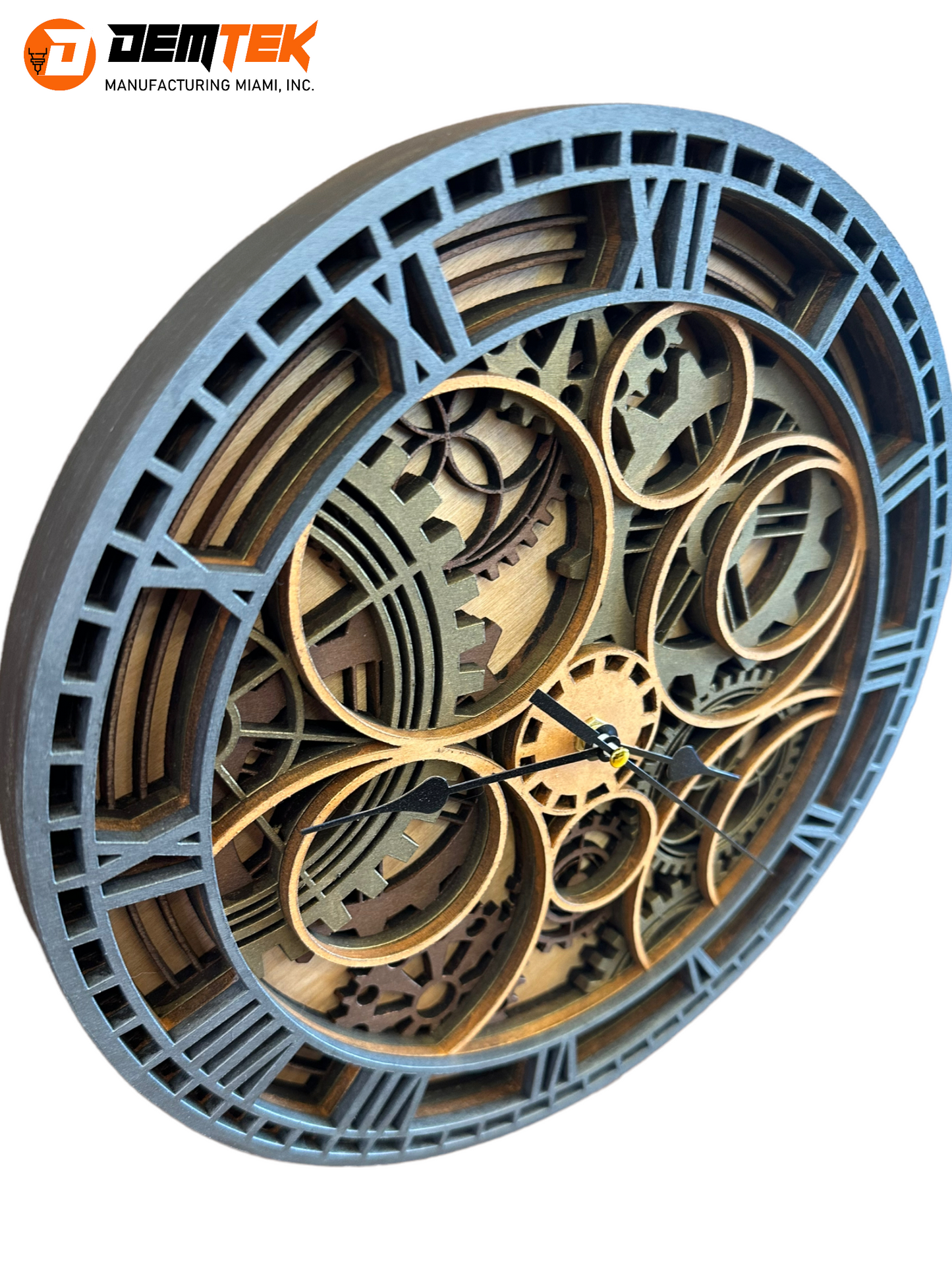 DEMTEK "Gears of Time" Wooden Clock