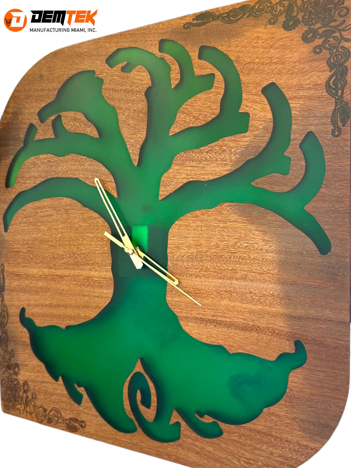 DEMTEK "Green Tree" Wooden Clock