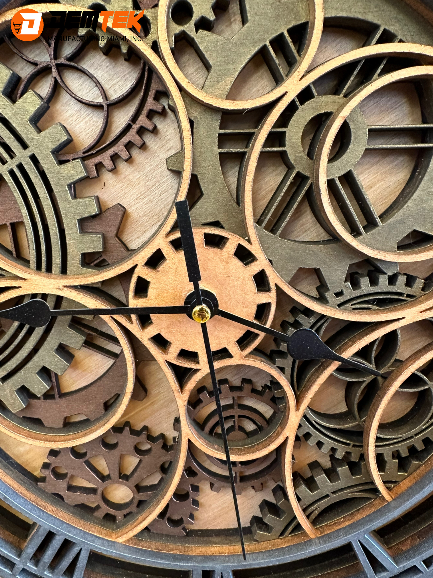 DEMTEK "Gears of Time" Wooden Clock