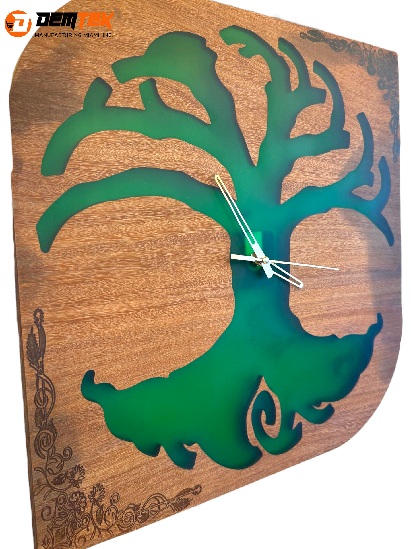 DEMTEK "Green Tree" Wooden Clock