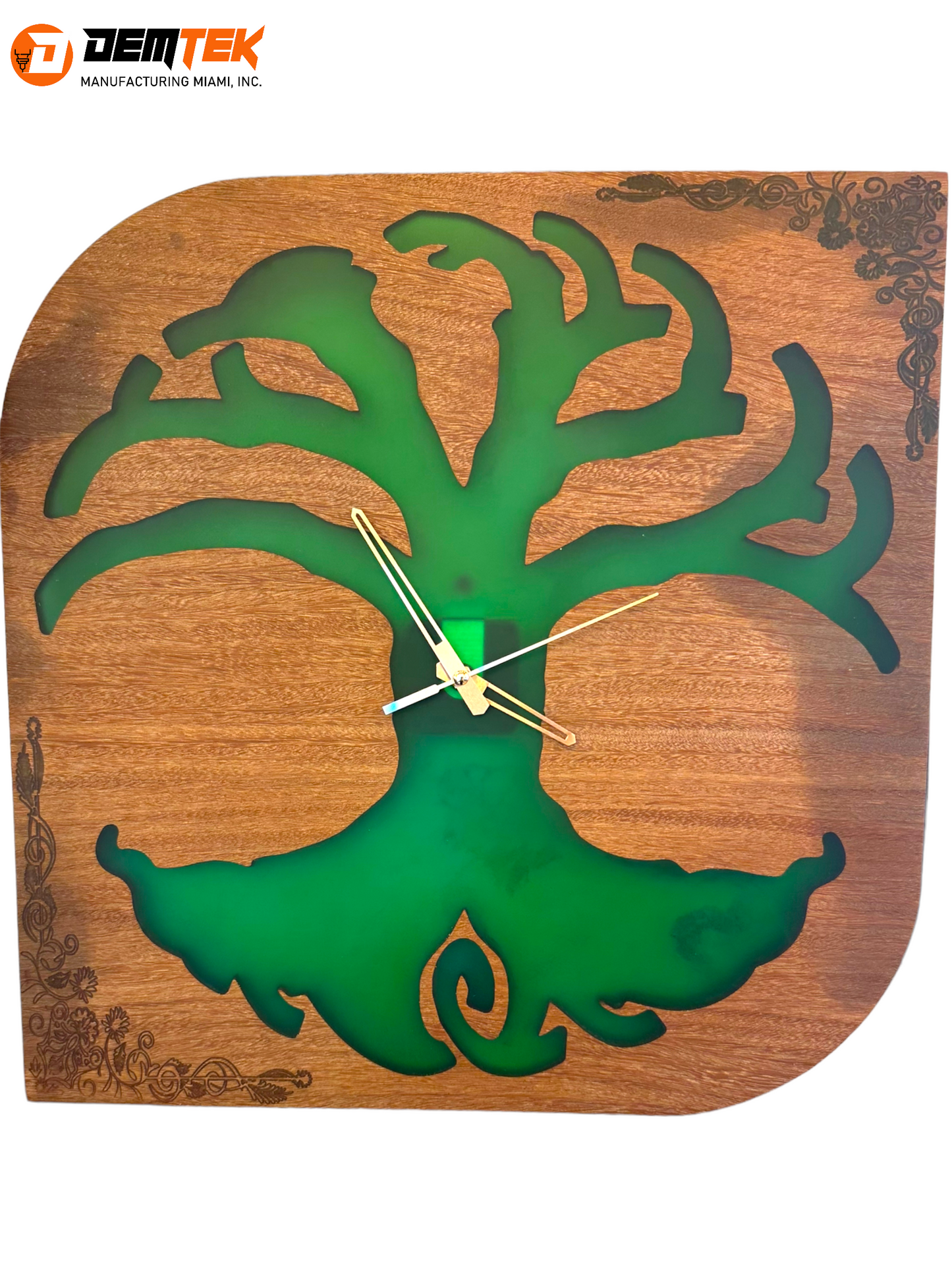 DEMTEK "Green Tree" Wooden Clock